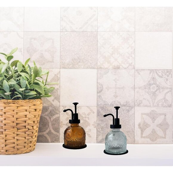 Brown Vintage Soap Dispenser For Bathroom Glass Kitchen Soap Dispenser With Pump - Picture 4 of 7